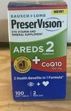 PreserVision AREDS 2 CoQ10 Vitamin Mineral Health 100 Softgels EXP 11/30/25