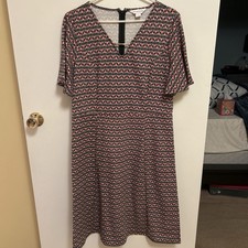 liz claiborne Midi Dress Size 14 Black , Red And White Print