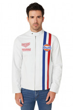 Men's Steve McQueen Le Mans Driver Gulf Racing Style stripes Cordura Jacket