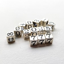 1pc 5.5mm 925 Sterling Silver Number Cube Charm 0-9 DIY Jewelry Making Spacer