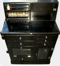 Antique Podiatry Medical Dental Metal Glass Bosworth Cabinet w/ Bottles Electric