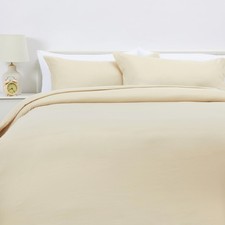 Lightweight Microfiber 3-Piece Duvet Cover Set, Beige, Solid, King