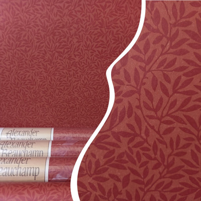X4 90er Vintage ALEXANDER BEAUCHAMP Tapetenrollen Floral Cottagecore Morris Rot
