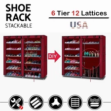 6 Tiers 12 Lattices Shoe Rack Shelf Storage Closet Organizer Cabinet 3 Colors