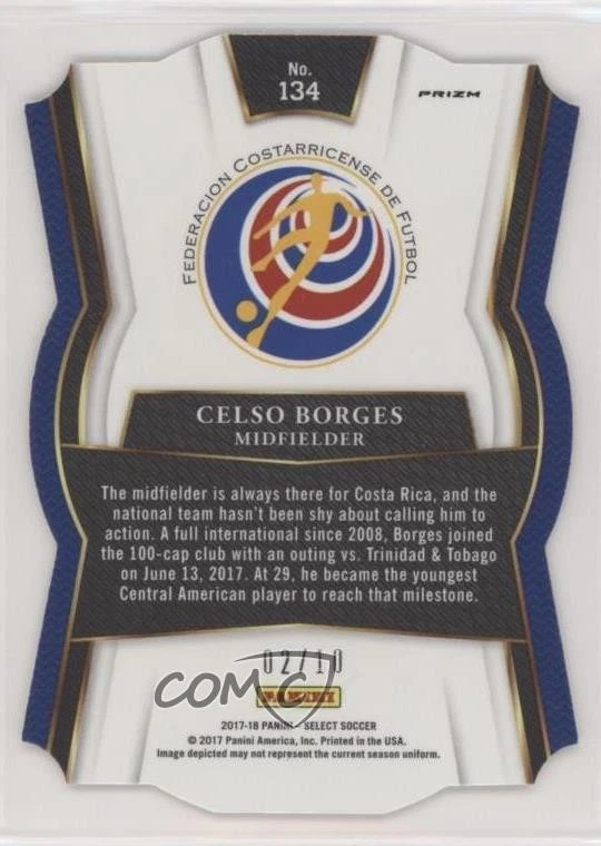 2017-18 Panini Select Mezzanine Die-Cut Gold Prizm /10 Celso Borges #134 - Image 2 of 2