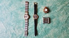 Uhren-Konvolut für Bastler (4 Teile) inkl. Vintage NOW Scheibenuhr
