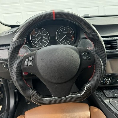 Echtes Kohlefaser-Lenkrad für BMW E90 E92 E93 328i 335i Manual Red Line 05-13