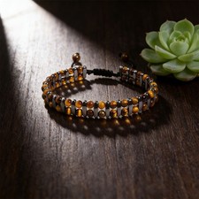 A Tiger Eye  Hematite Double Protection Crystal Healing Men Jewelry Bracelet