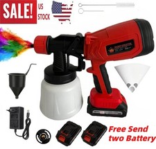 Cordless High Pressure Paint Sprayer Electric HVLP Spray Gun Kit w/2 Battery US