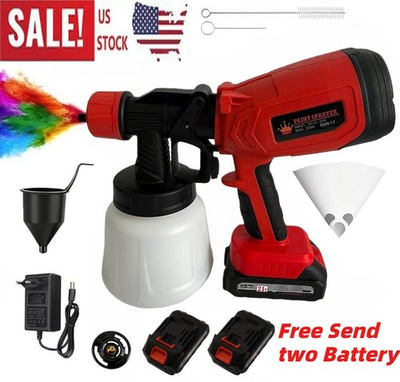 #ad #ad Cordless High Pressure Paint Sprayer Electric HVLP Spray Gun Kit w 2 Battery US $27.89