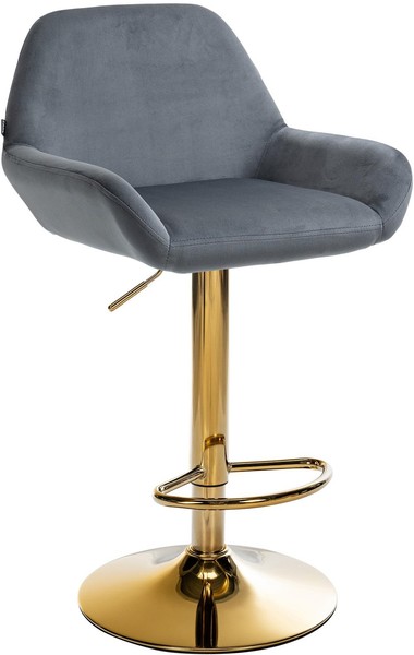 Barhocker Braga Gold Samt Dunkelgrau-image