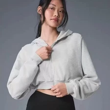 AIo Women's New Hooded Jacket Short Style Zip Tops Casual Cardigan Sweatshirt