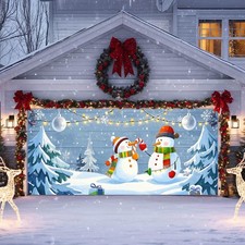 Christmas Garage Door Banner 13x6 ft Winter Holiday Banner Garage Door Cover Two