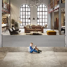 WOMHOM 140 INCH OUTDOOR RETRACTABLE GATE DOGS EXTRA WIDE - GRAY