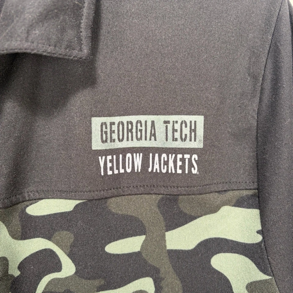 Georgia Tech Yellow Jackets Military Camo Polo Shirt Men Small Black Green OHT - Image 4 of 4