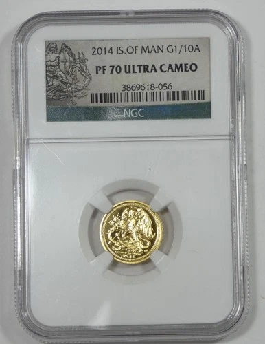 2014 ISLE of MAN Angel GOLD 1/10 oz Fine Gold NGC PROOF 70 ULTRA CAMEO