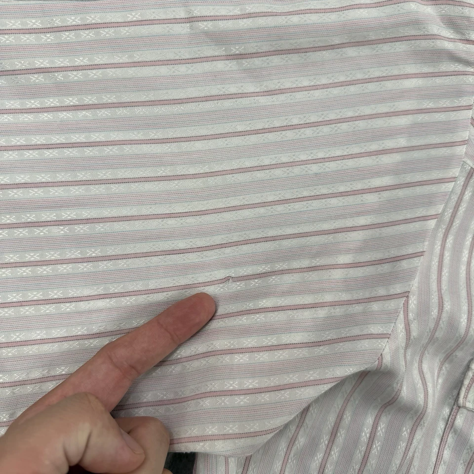 Camisa De Colección H Bar C Para Hombres 16.5 35 Rosa Rayas Perla A Presión Western Hecha en EE. UU. Foto 4 de 4