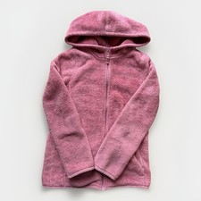 OshKosh Size 12 Girls Pink Hoodie Jacket Fleece Zip Up Hooded Light Fuzzy