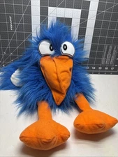 Vtg Plush Toucan Bird Hand Puppet Squawks Squeaks Toy Plush Fuzzy Parrot Blue K