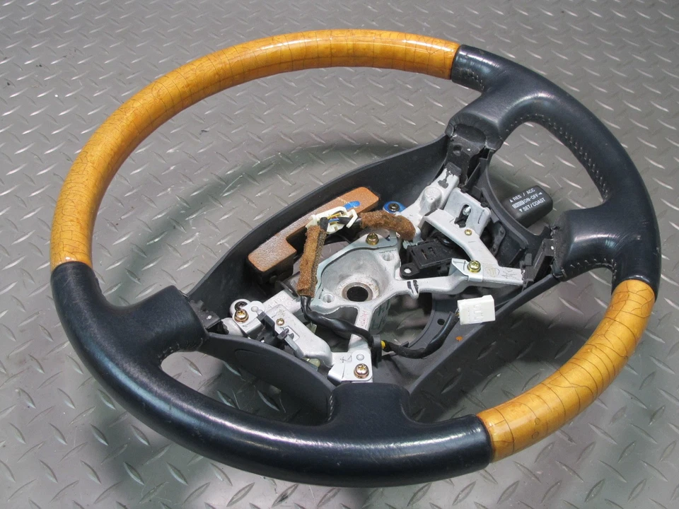 98-00 LEXUS UCF20L LS400 CUERO MADERA DIRECCIÓN CON INTERRUPTOR DE CONTROL DE CRUCERO NEGRO OEM Foto 4 de 4