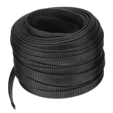 PET Cable Sleeving, 100 FT Black Expandable Cable Sleeving, Braided Cable Sleeve