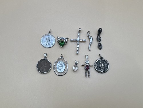 Vintage To Now Lot Of 10 / 925 Sterling Silver Charm Pendants