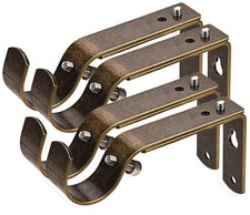 4 PCS Curtain Rod Bracket For 1 Or 1 1/8 Inch Rod Adjustable Antique Brass