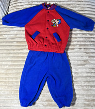VTG 80s Disney Babies Mickey Football Colorblock Fleece Set Size 12M CATTON BROS