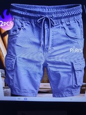 Herren Sommer 100% Baumwolle Shorts mit Halsk...