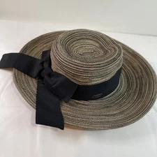 Sun N' Sand Sun Beach Hat Brown Multicolor Black Bow w/4” 360 Brim Logo UPF50+