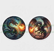 Dragon Flying Vinyl Decal Sticker 2 Pack D
