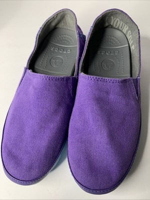 Crocs Women's 7 Stretch Sole Slip On Loafer Shoes 15318 Purple