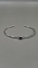Women  s Cuff Bracelet Sterling Silver 925 Blue Stone 6.75  