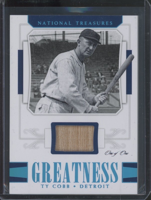 2018 National Treasures Greatness Light Blue #GTC Ty Cobb 1/1 Game Used Bat