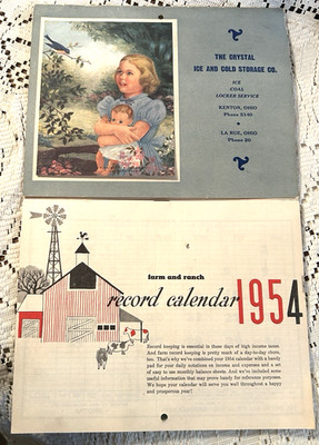 Crystal Ice & Cold Storage Co Kenton & La Rue Ohio 1954 Calendar