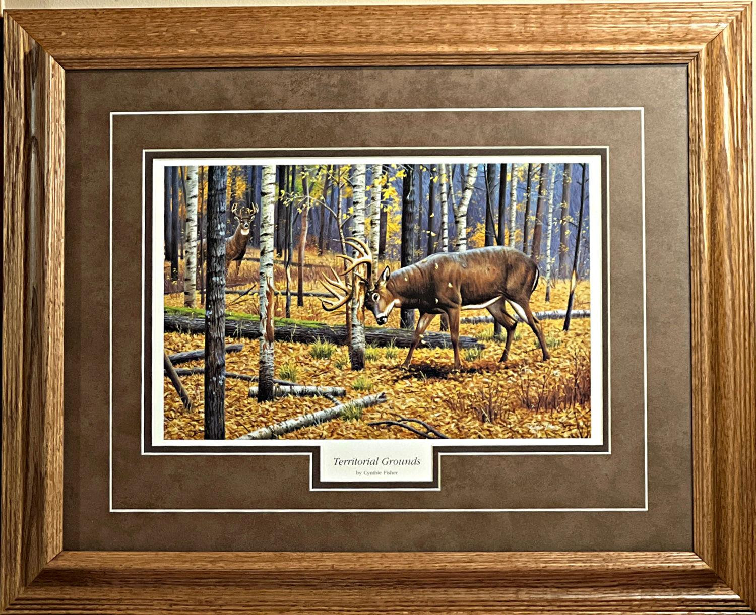 Cynthie Fisher Territorial Grounds Deer Buck Art Print-Framed (Oak) 21 x 17