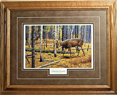 Cynthie Fisher Territorial Grounds Deer Buck Art Print-Framed (Oak) 21 x 17