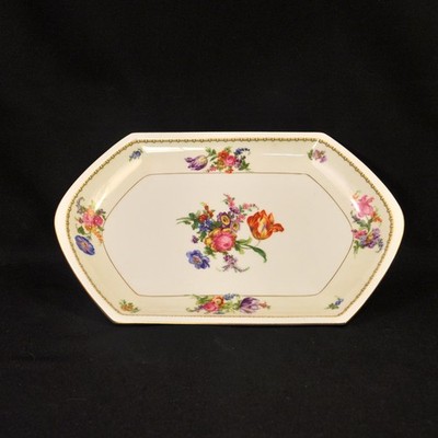 MZ Moritz Zdekauer Platter 6-sided 12X8 Elysian Florals 1918-1939 Czechoslovakia