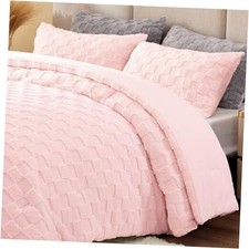 Fluffy Comforter Set - Super Soft Warm Sherpa Comforter Jacquard Queen Pink