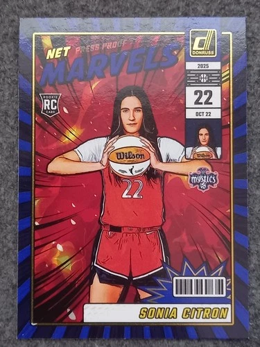 2025 PANINI DONRUSS WNBA SONIA CITRON BLUE PRESS PROOF NET MARVELS RC#4