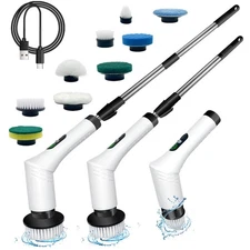 Spin Scrubber,9-In-1Multifunctional Cleaning Brush with Detachable Handle,9 R...