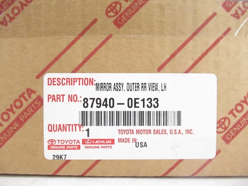 Genuine OEM Toyota 87940-0E133 Driver Side Mirror Assy 2014-2019 Highlander