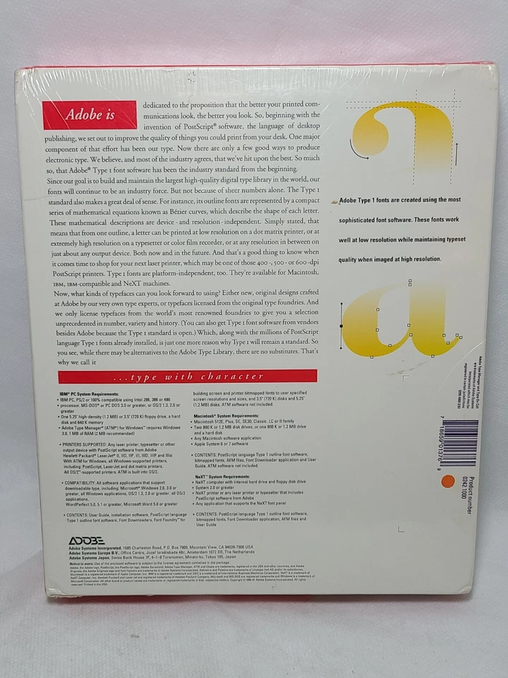VINTAGE 1992 Adobe Type Library Type on Call Bundle Version 1-265 CD-ROM New NIB - Image 2 of 4