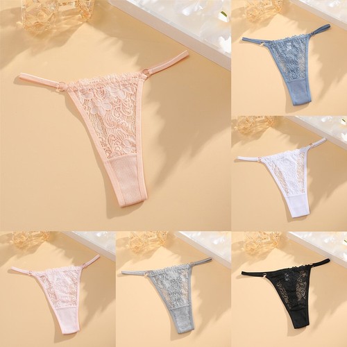 Attractive Lace Women's Underwear with Breathable Ring Thin Strap Thong - Picture 5 of 20