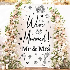 Wedding Sign Party Decals for Backdrop Wedding Party Decorations We're Marrie...