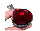 Red Garnet Gemstone Handmade 925 Sterling Silver Jewelry Heart Cut Pendant