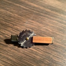 Vintage Craftsman Circular Saw Blade Tie Clip Wood &  Metal  Rotates