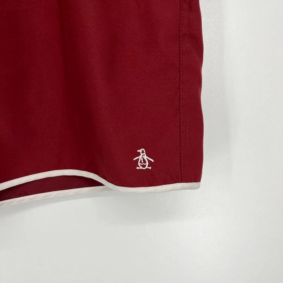 Bañador Penguin para hombre 36 rojo malla forrado cordón logotipo 6" entrepierna Foto 4 de 4