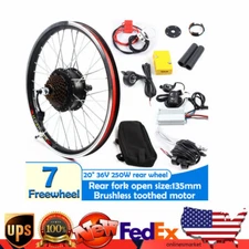 36V 250W 20" Electric Bicycle Rear Wheel E Bike Motor Conversion Kit Cycling Hub