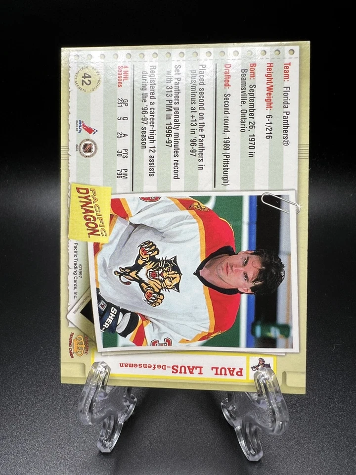 1997-98 Pacific Dynagon - Best-Kept Secrets Paul Laus #42 Panthers - Image 2 of 2
